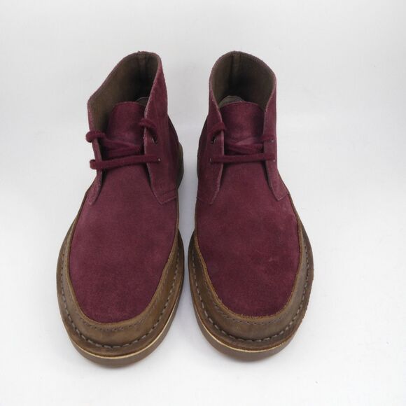Clarks Men US 8 M Bushacre Rand Chukka Suede Leather Boots Burgundy